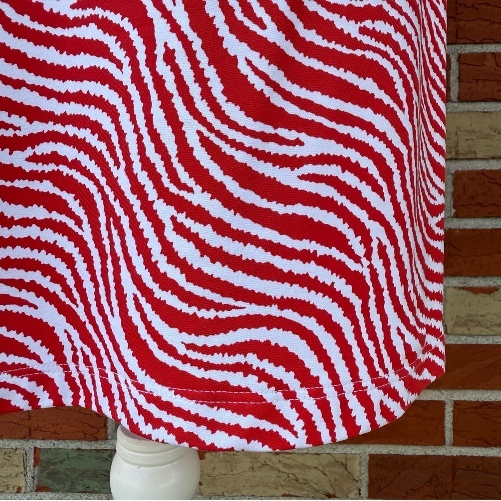 J. Mclaughlin Patterned Ruched Red White Sleevele… - image 7